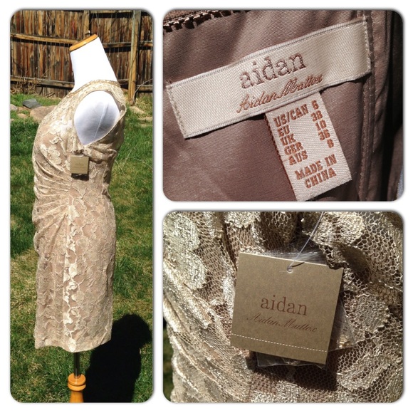 Aidan Mattox Beaded Lace Overlay Dress NWT - Picture 3 of 4